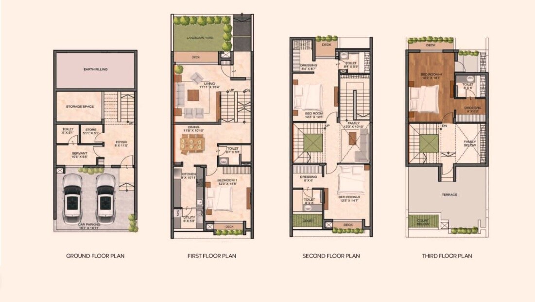 Floor plan of 4 BHK 3590 Sq. Ft. Villa in GRC Saffron Skies, Bangalore