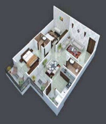 Floor plan of 2 BHK 1230 Sq. Ft. Apartment in Green Anees Enclave, Bangalore