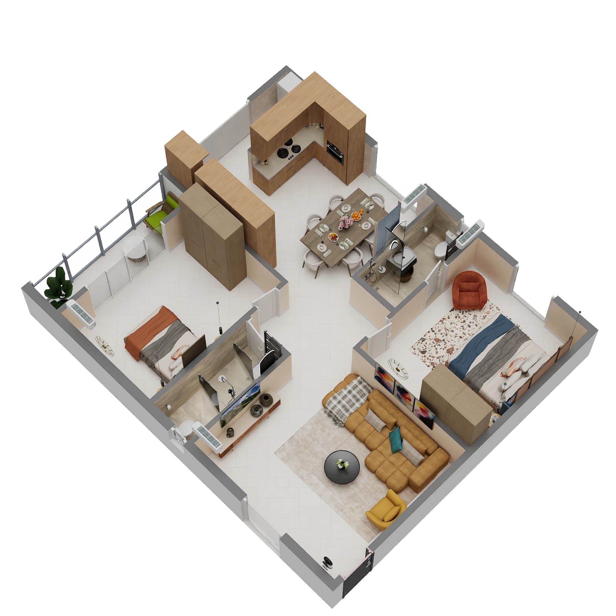 Floor plan of 2 BHK 1310 Sq. Ft. Apartment in Green Edge Signature, Bangalore