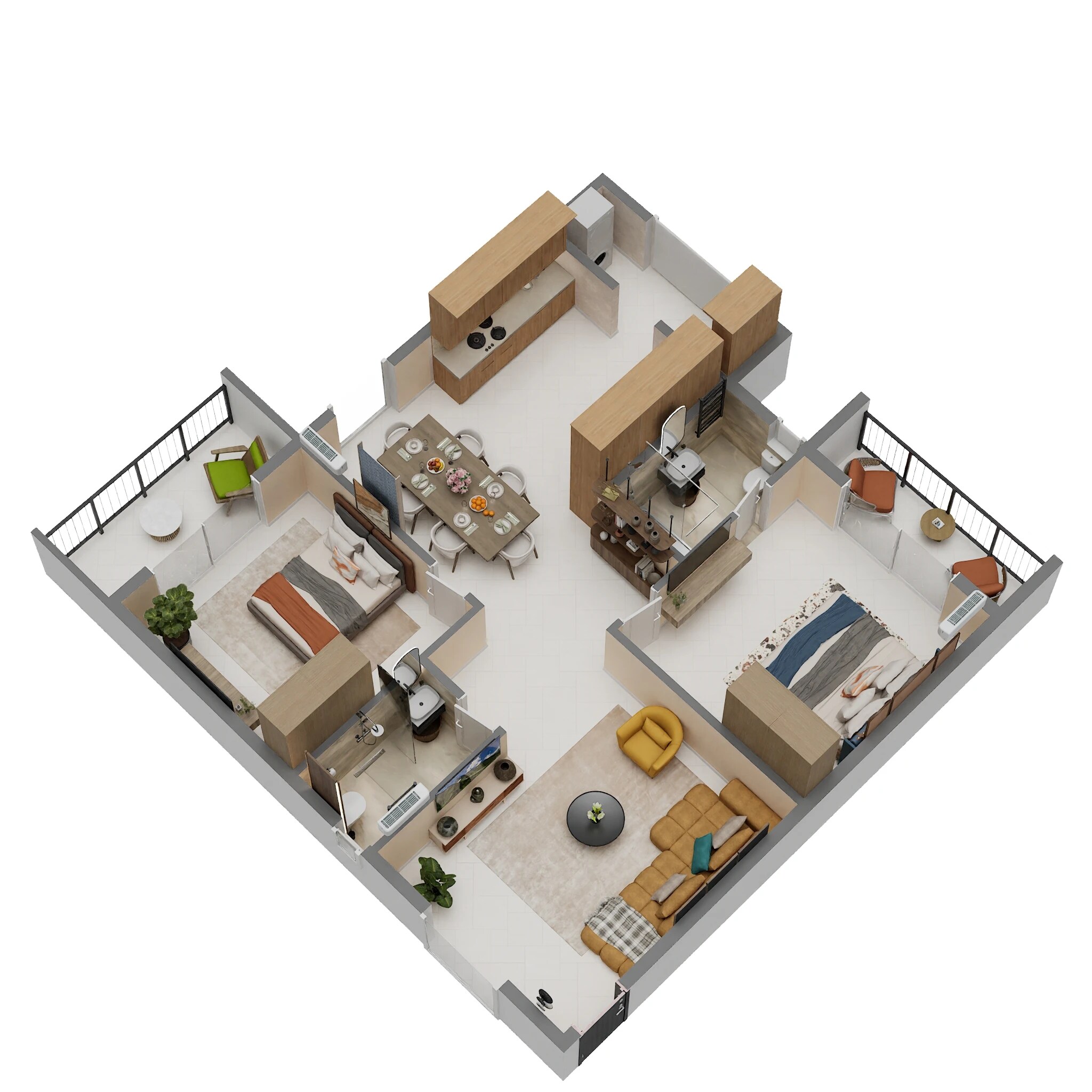 Floor plan of 2 BHK 1415 Sq. Ft. Apartment in Green Edge Signature, Bangalore