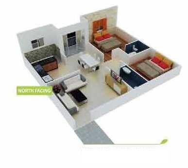 Floor plan of 2 BHK 1029 Sq. Ft. Apartment in Green Prime Manshion, Bangalore