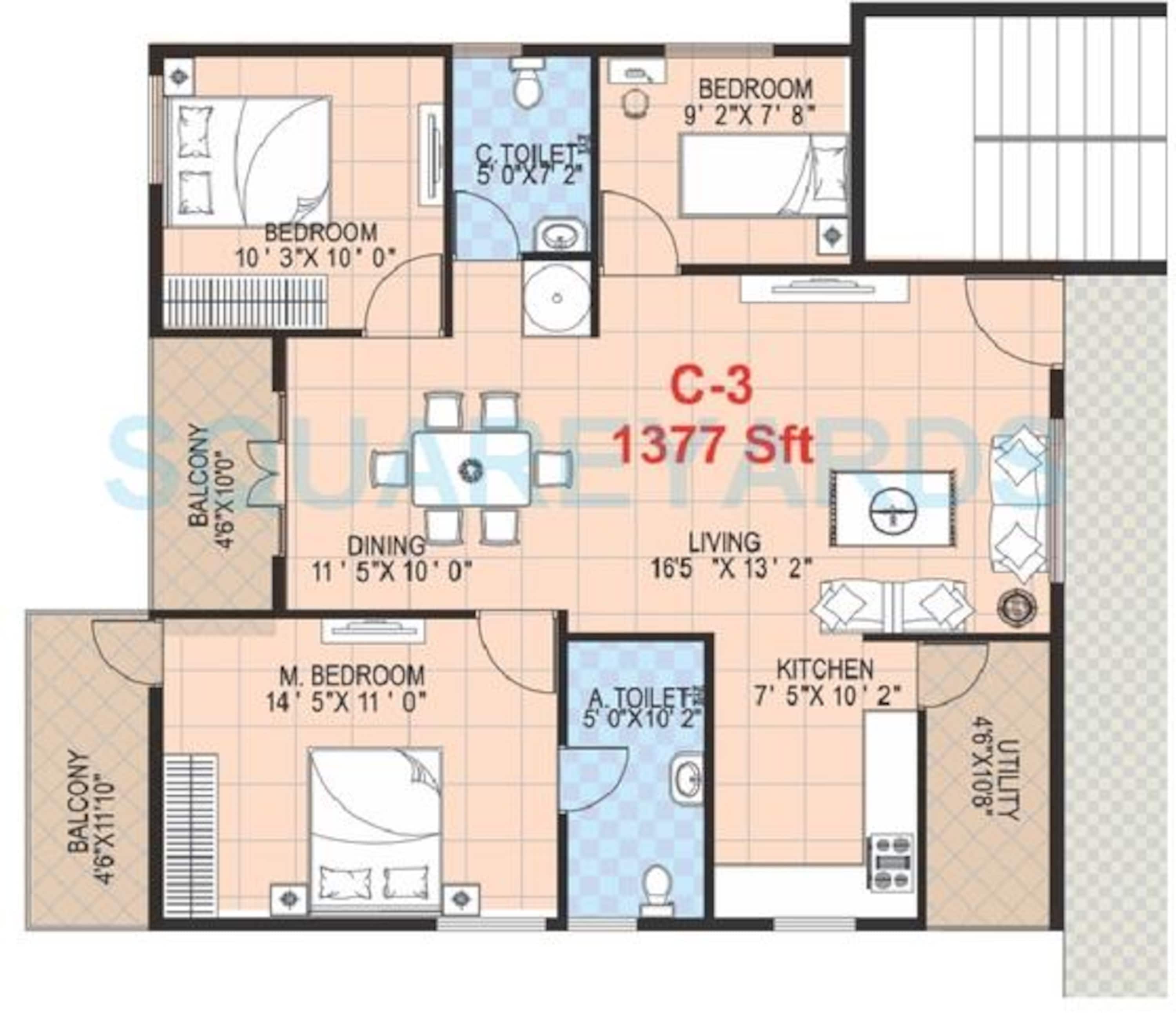 griha mithra grand gandharva apartment 2bhk 1377sqft 1