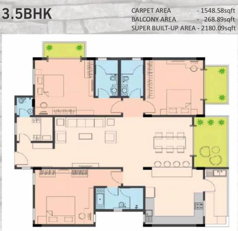 3 BHK 2180 Sq. Ft. Apartment