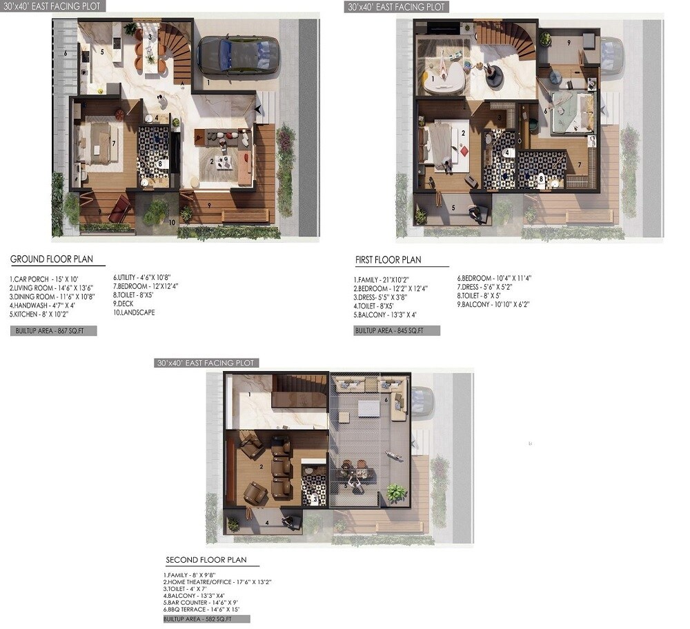 Floor plan of 4 BHK 2350 Sq. Ft. Villa in Guru Punvaanii Elegance, Bangalore