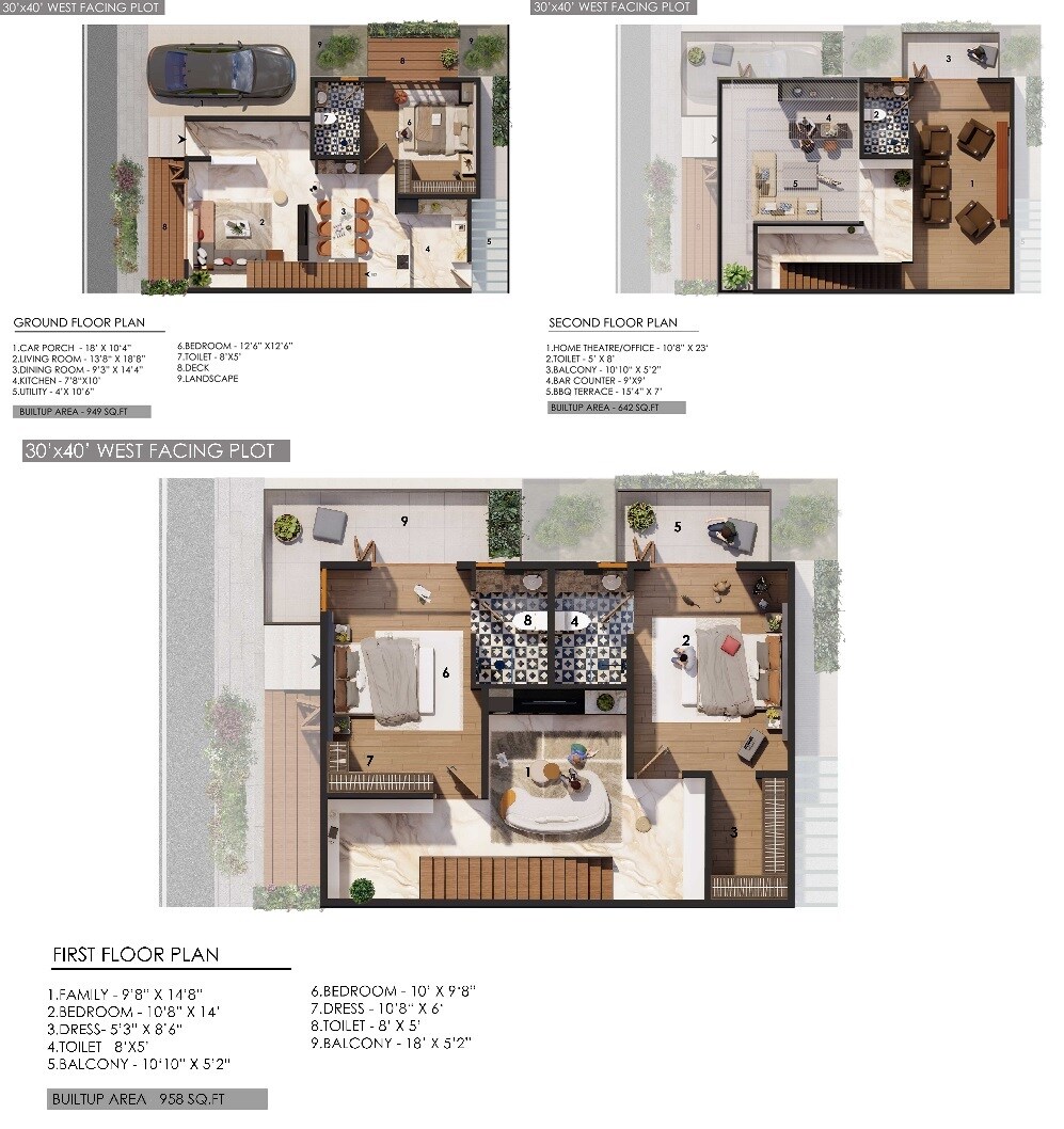 Floor plan of 4 BHK 2618 Sq. Ft. Villa in Guru Punvaanii Elegance, Bangalore