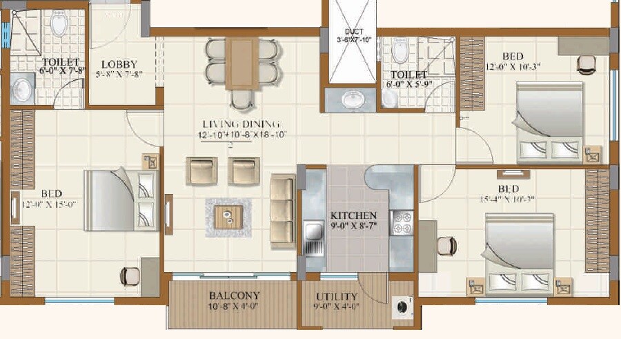 3 BHK 1418 Sq. Ft. Apartment