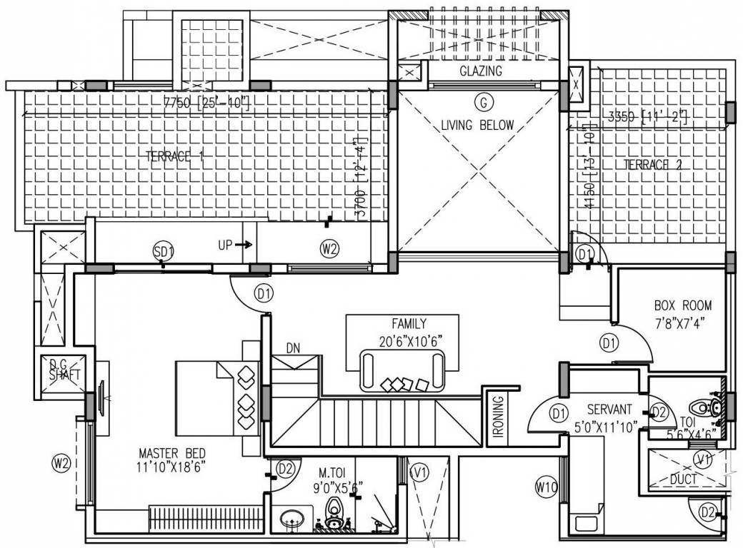 Floor plan of 3 BHK 2856 Sq. Ft. Apartment in Happy Valley Pearl, Bangalore