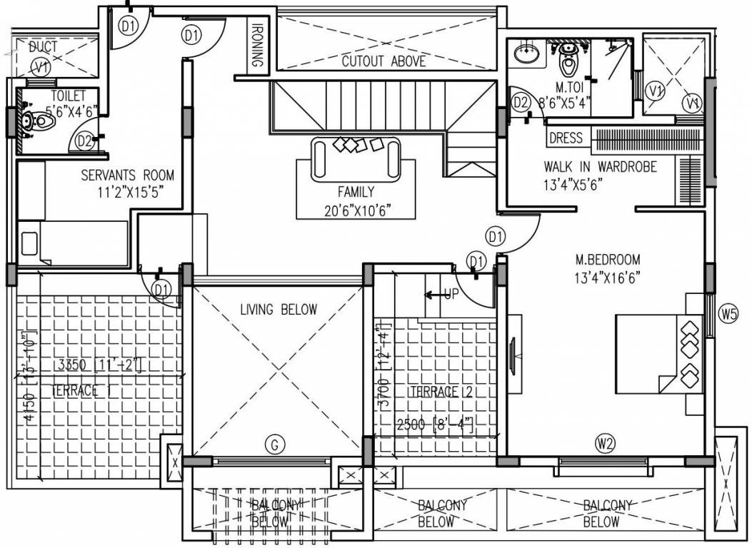 Floor plan of 3 BHK 3132 Sq. Ft. Apartment in Happy Valley Pearl, Bangalore