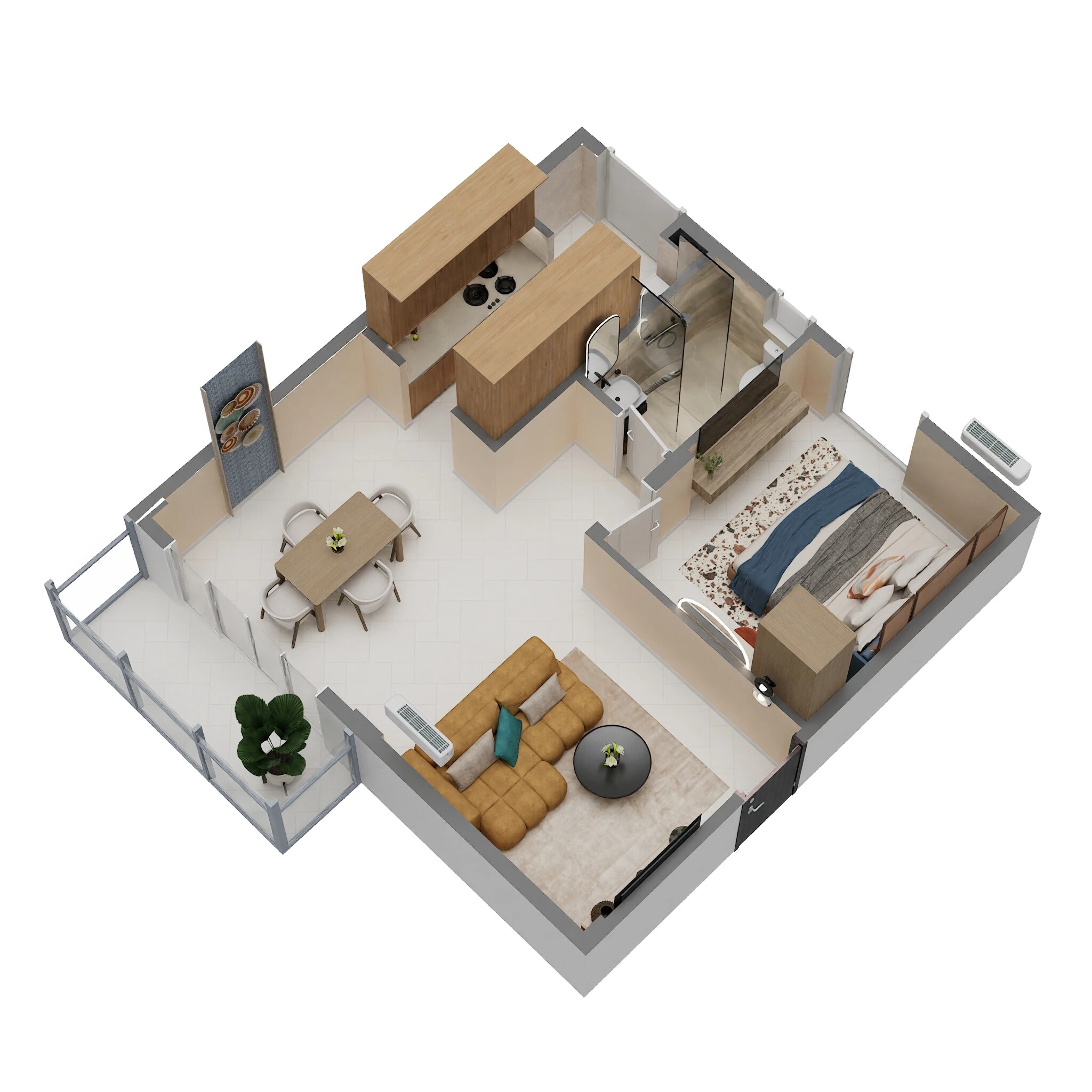 1 BHK 700 Sq. Ft. Apartment