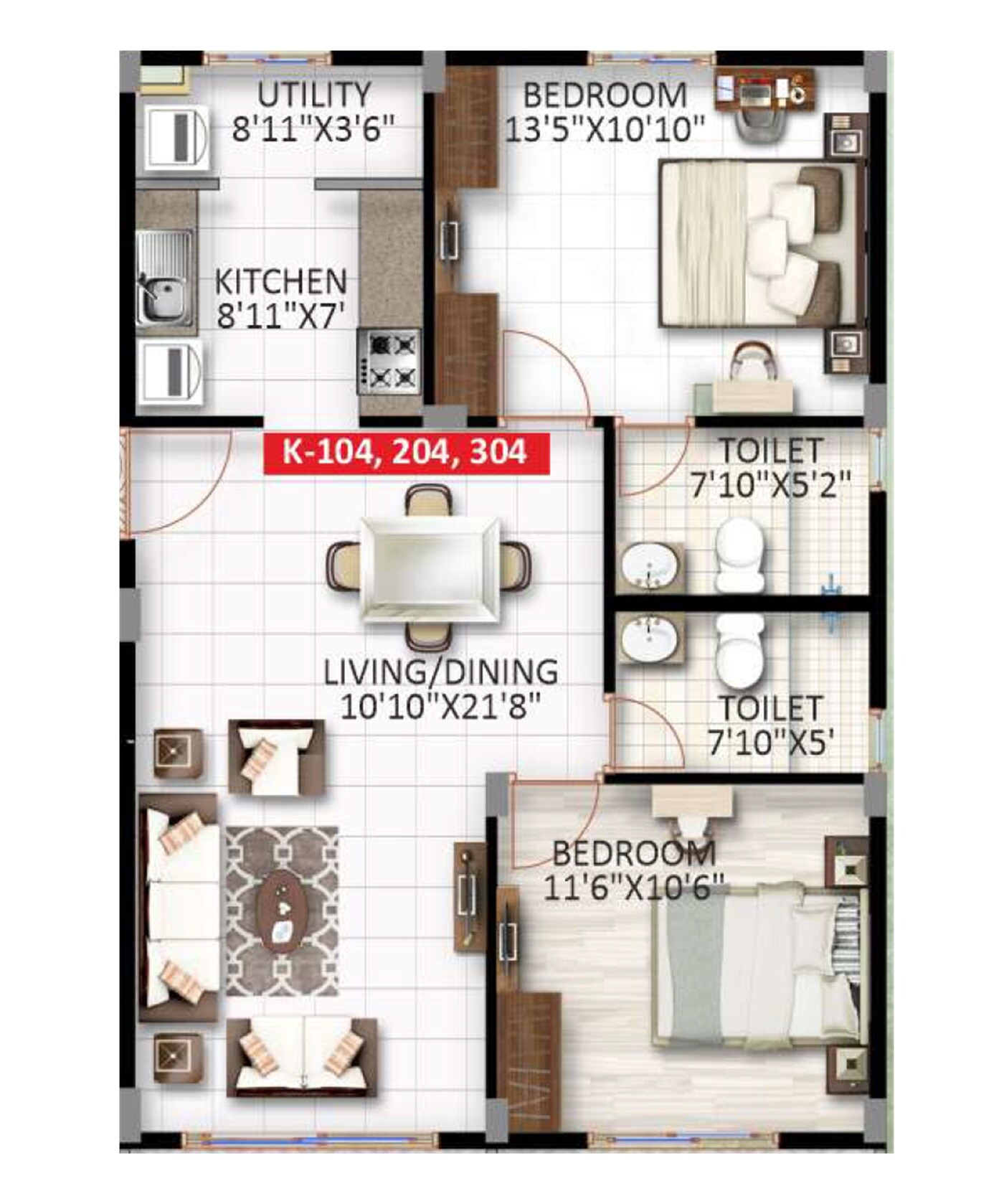 2 BHK 1109 Sq. Ft. Apartment