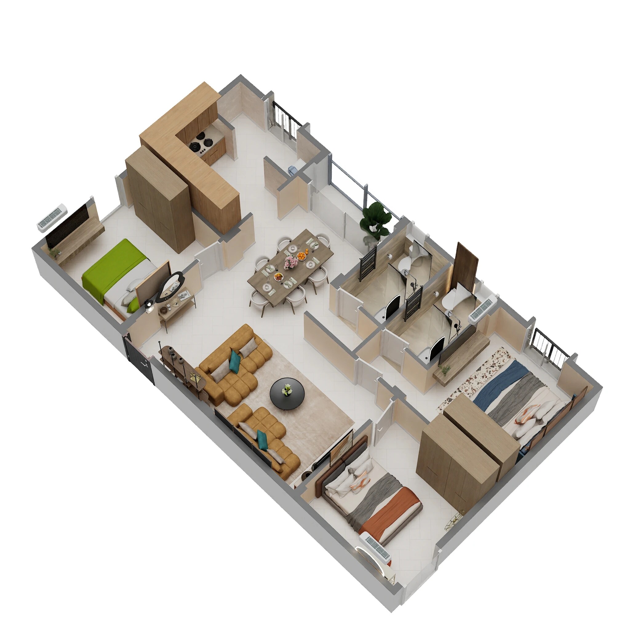 Floor plan of 3 BHK 1158 Sq. Ft. Apartment in Haridhruva Halcyon, Bangalore