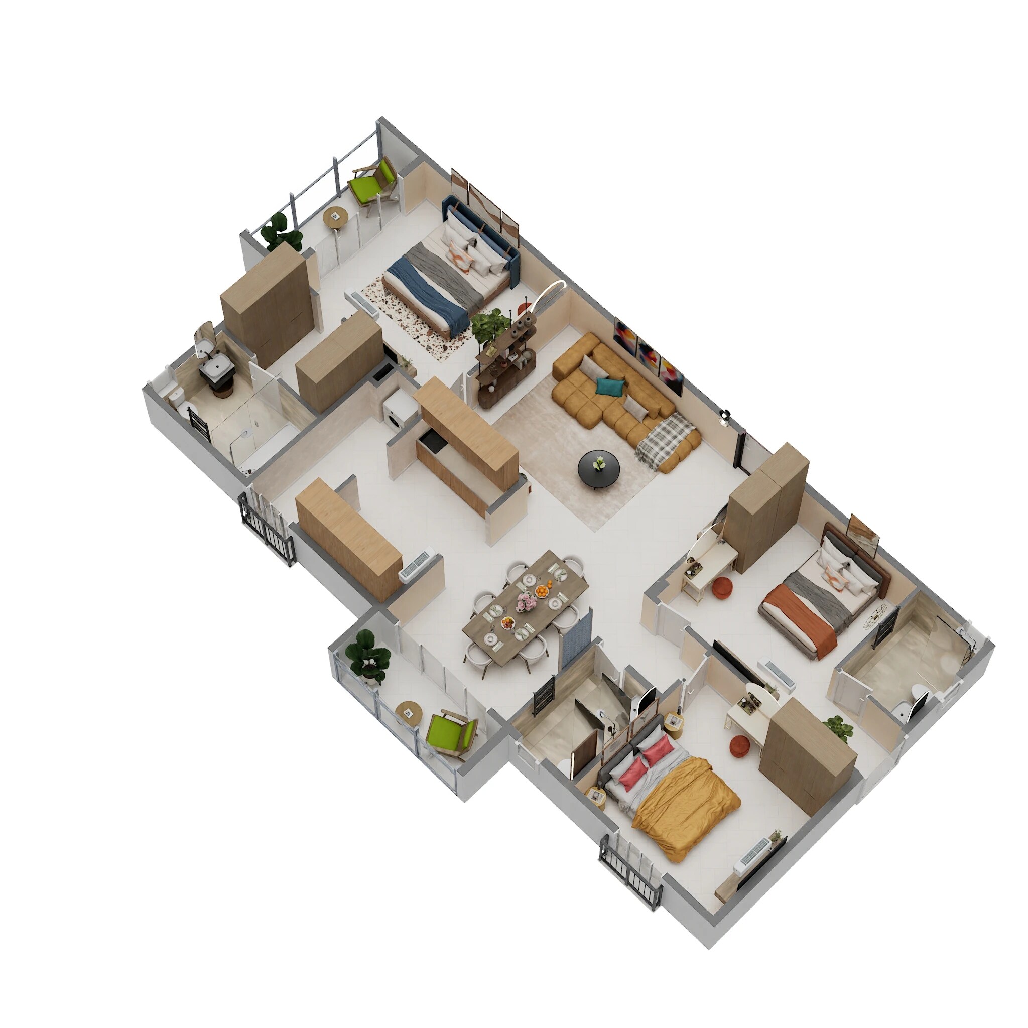 Floor plan of 3 BHK 1725 Sq. Ft. Apartment in Haridhruva Halcyon, Bangalore