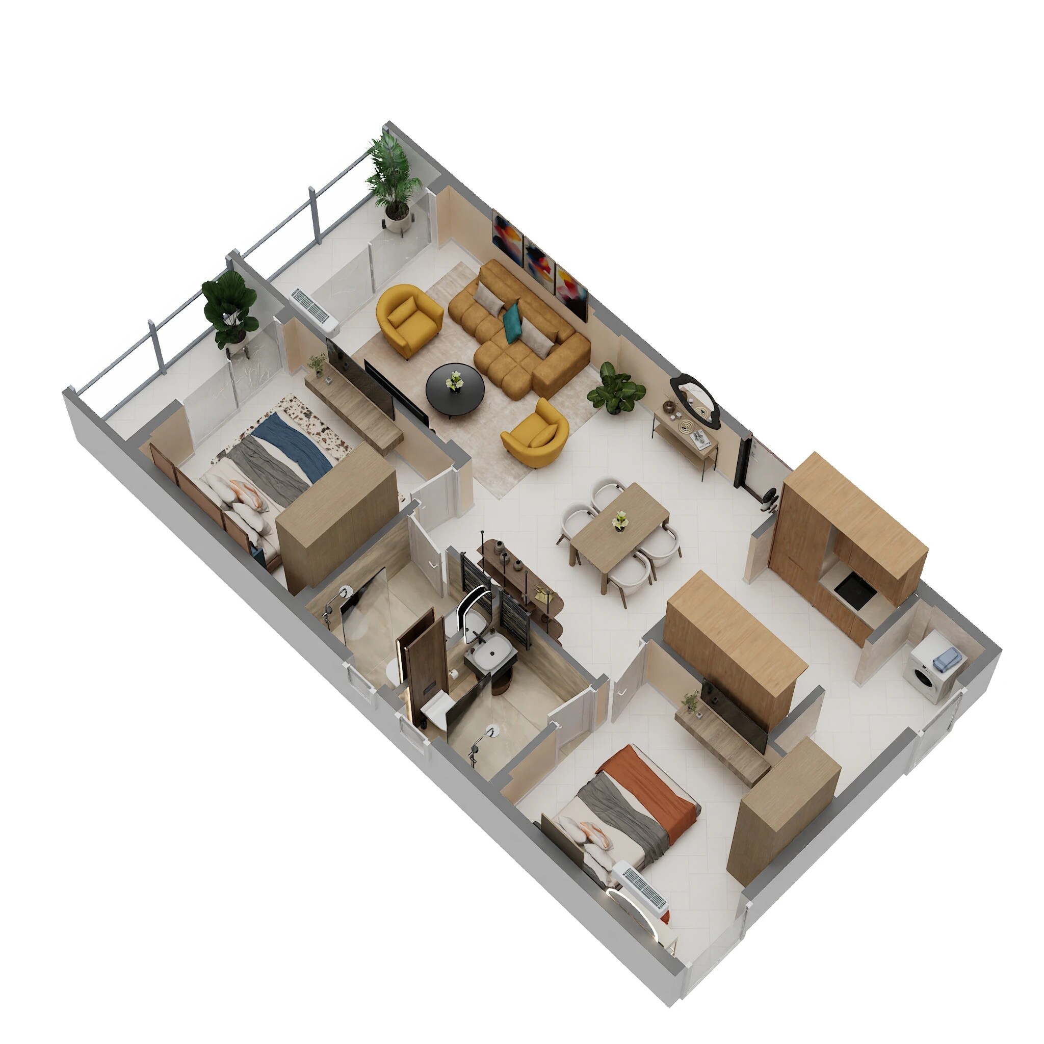 2 BHK 970 Sq. Ft. Apartment