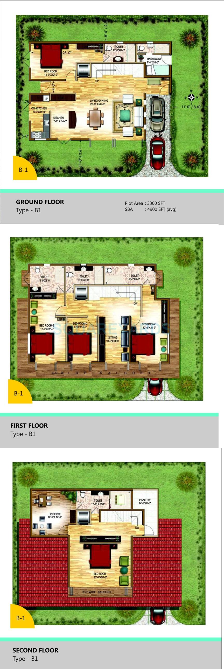 Floor plan of 5 BHK 4900 Sq. Ft. Villa in Hebron Enclave, Bangalore