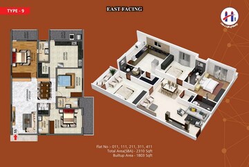  3 BHK Apartment at Heriitage Signature, Shanthi Nagar – for Sale