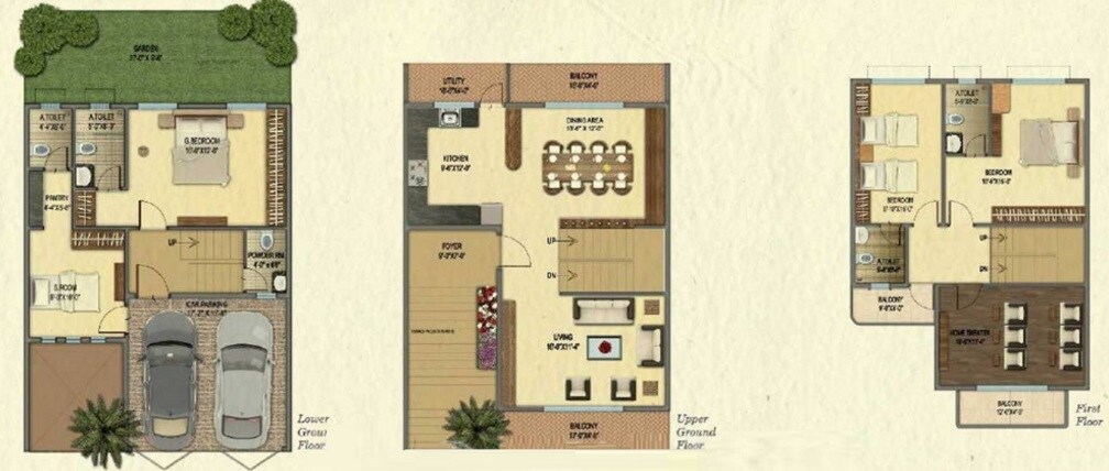 Floor plan of 3 BHK 2200 Sq. Ft. Apartment in Heritage Noahs Ark Sarjapur Road, Bangalore