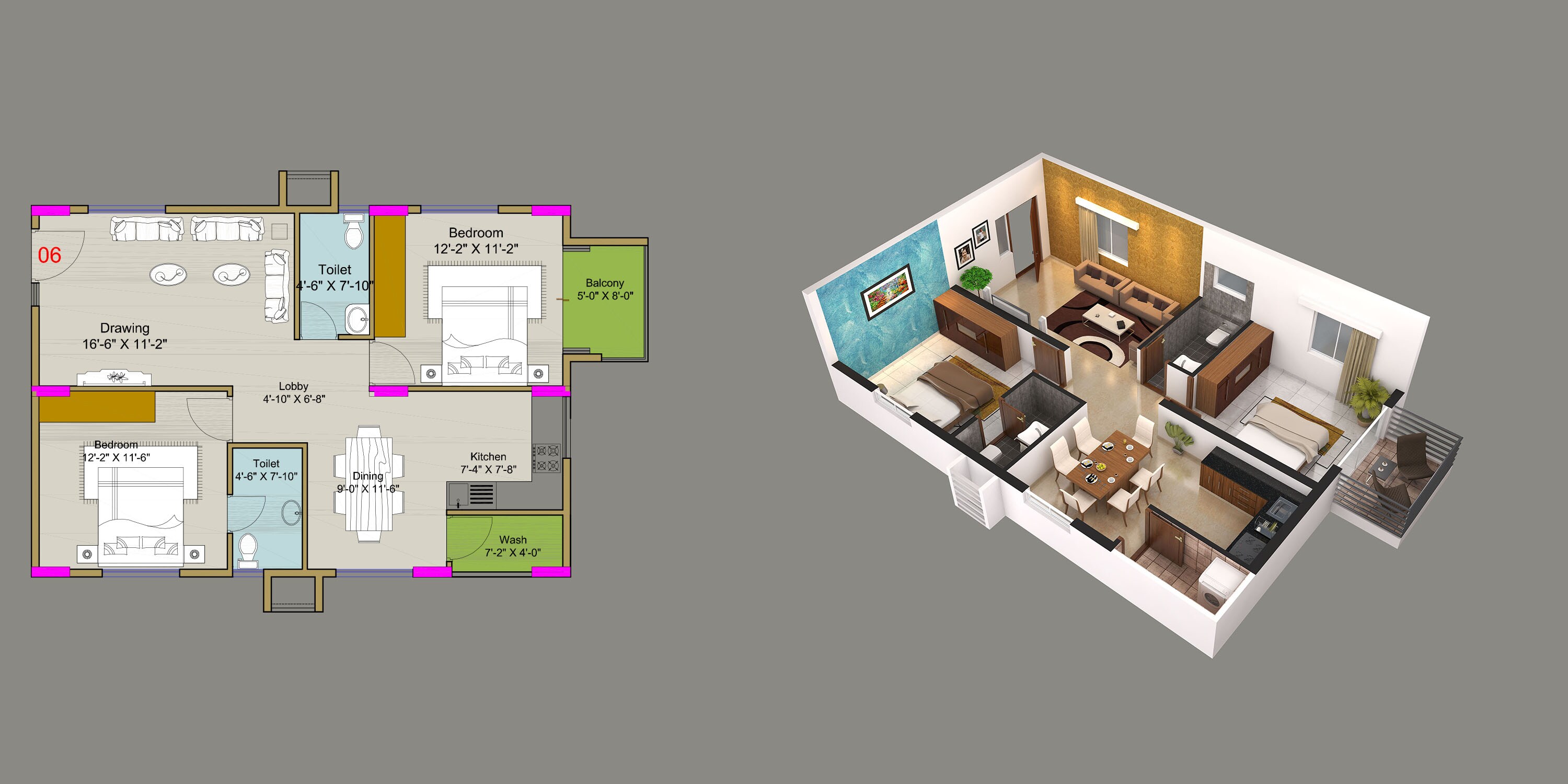 2 BHK 1095 Sq. Ft. Apartment