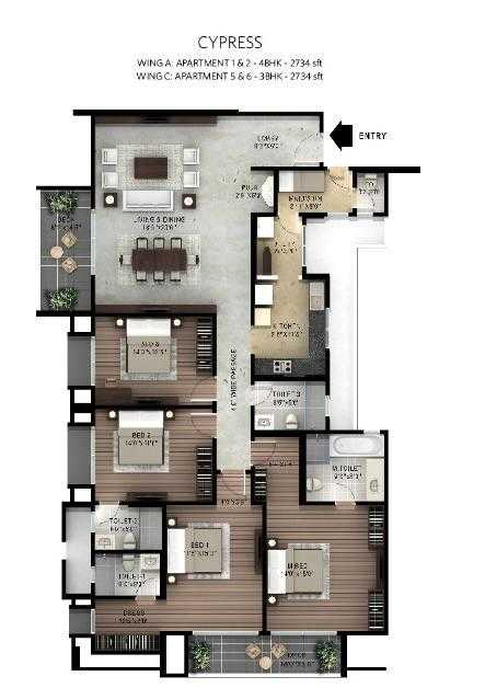 4 BHK 2734 Sq. Ft. Apartment