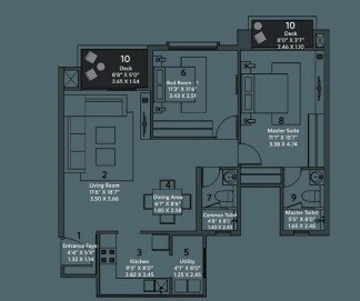 Floor plan of 2 BHK 871 Sq. Ft. Apartment in Hiranandani Evita Bannerghatta Road, Bangalore