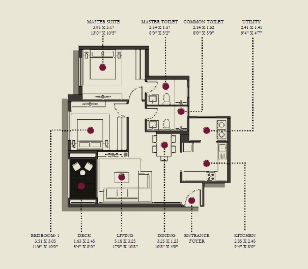 2 BHK 1061 Sq. Ft. Apartment in Hiranandani Glen Ridge