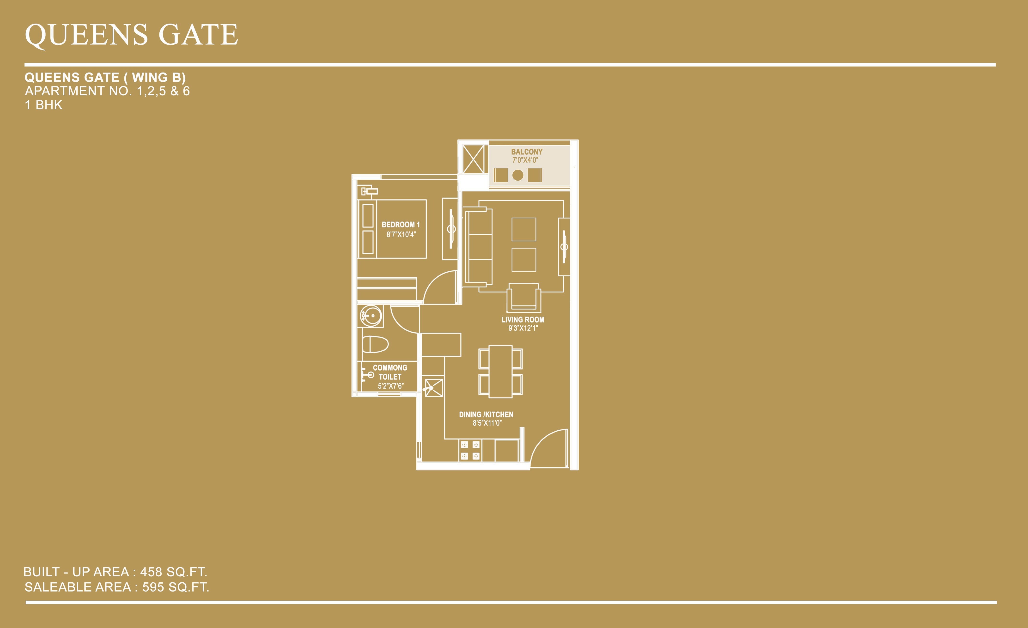  1 BHK Apartment at Hiranandani Queensgate, Bannerghatta – for Rent