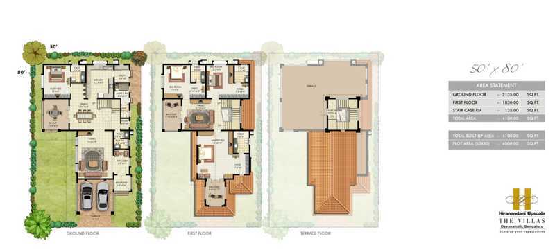Floor plan of 4 BHK 4100 Sq. Ft. Villa in Hiranandani The Villas, Bangalore