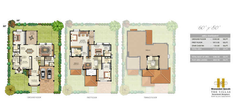 Floor plan of 4 BHK 4770 Sq. Ft. Villa in Hiranandani The Villas, Bangalore