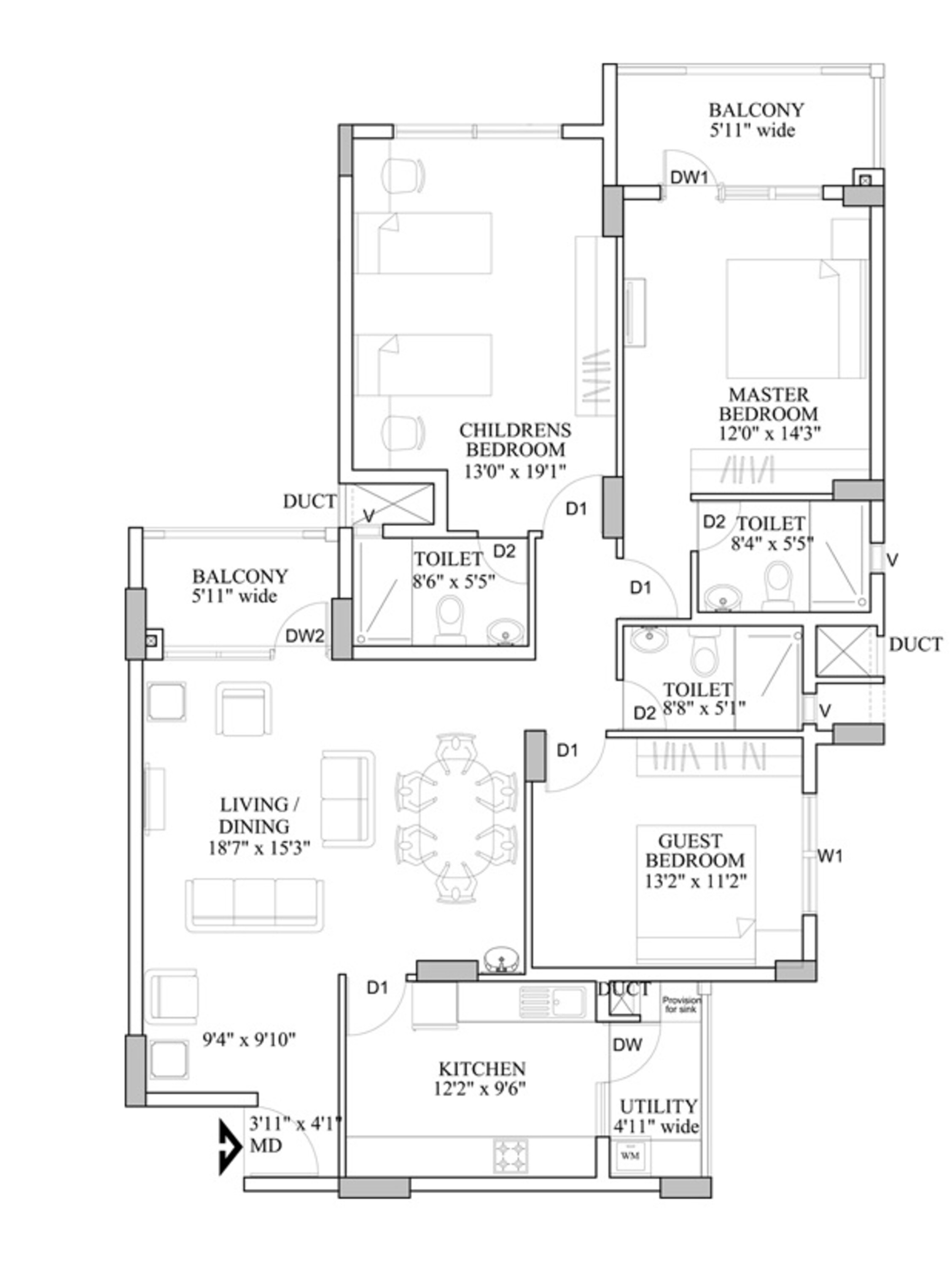 hm indigo apartment 3bhk 1595sqft161