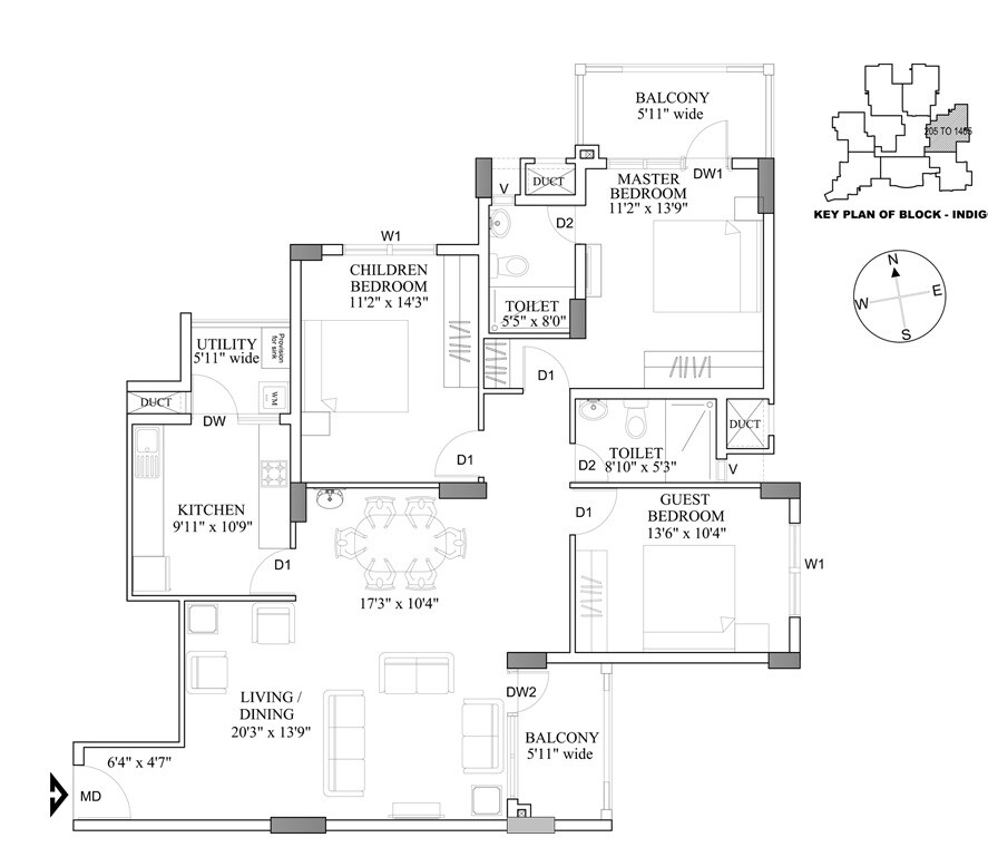 3 BHK 1600 Sq. Ft. Apartment