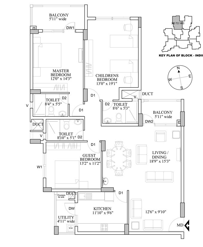 3 BHK 1704 Sq. Ft. Apartment