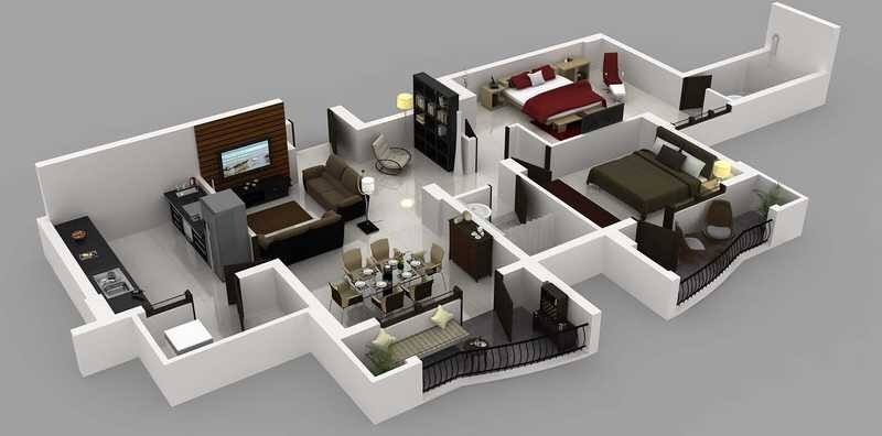 Floor plan of 2 BHK 1275 Sq. Ft. Apartment in HM Nimbus, Bangalore
