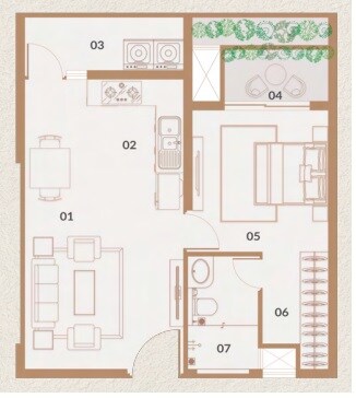 1 BHK 690 Sq. Ft. Apartment