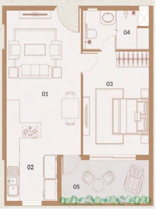 1 BHK 740 Sq. Ft. Apartment