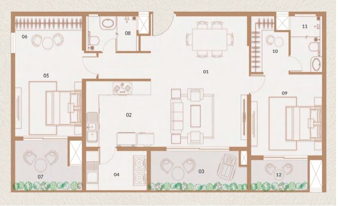 Floor plan of 2 BHK 1635 Sq. Ft. Apartment in House Of Colors Reflections 66, Bangalore