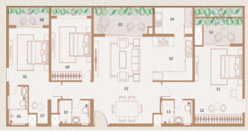 3 BHK 1992 Sq. Ft. Apartment