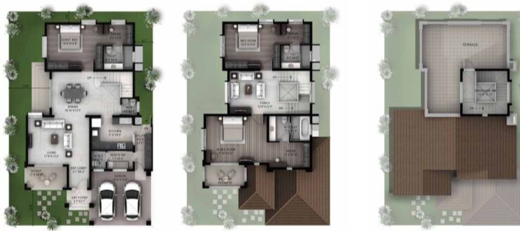 Floor plan of 3 BHK 3000 Sq. Ft. Villa in House of Hiranandani Devanahalli, Bangalore