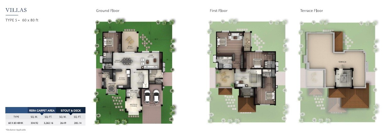 Floor plan of 4 BHK 4800 Sq. Ft. Villa in House of Hiranandani Devanahalli, Bangalore