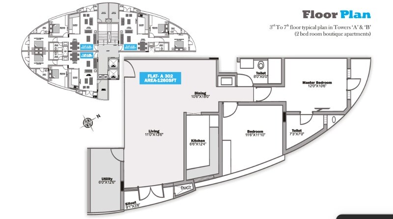 Floor plan of 2 BHK Apartment - 907 sq. ft. in Hoyasala Corpas, Bangalore