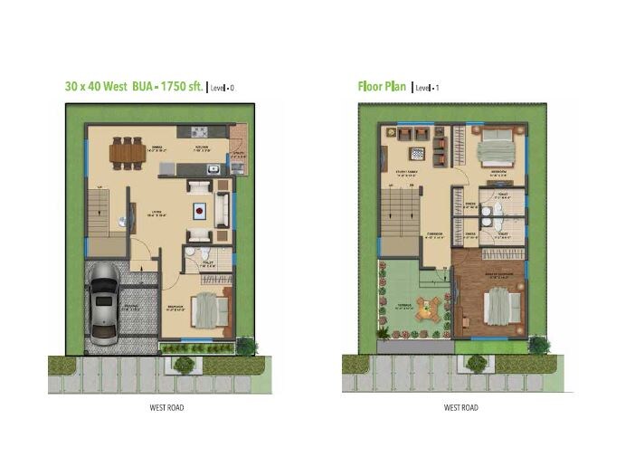 Floor plan of 3 BHK 1750 Sq. Ft. Villa in Icon Sanctuary, Bangalore
