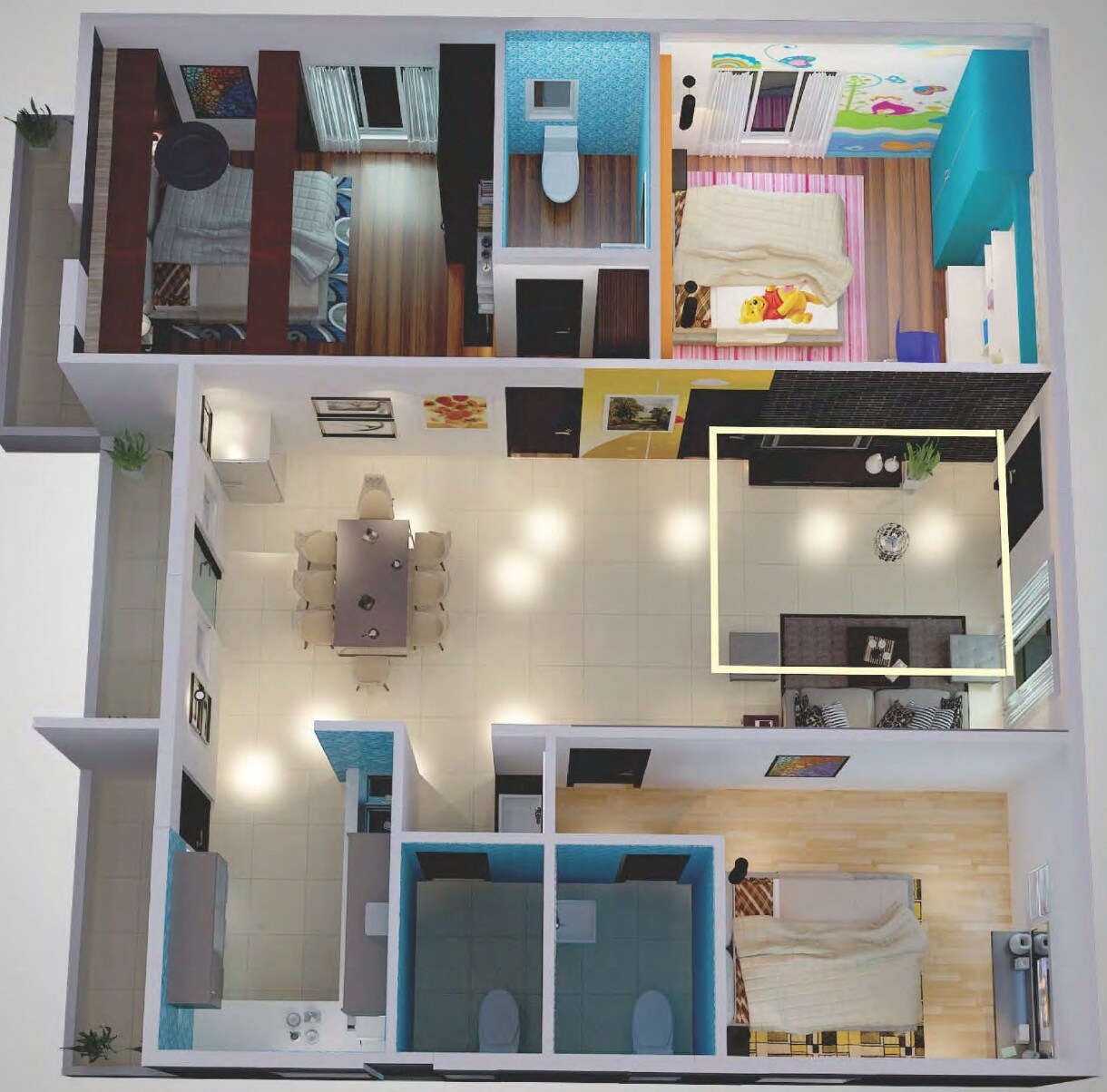 Floor plan of 3 BHK 1692 Sq. Ft. Apartment in Indya Estates The Mist, Bangalore