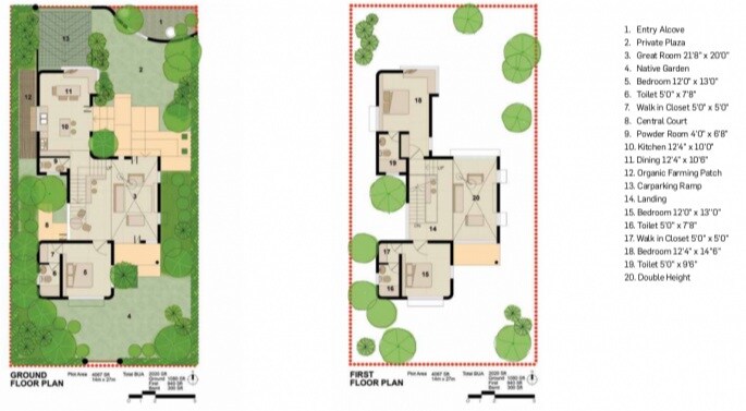 Floor plan of 3 BHK 2000 Sq. Ft. Villa in Inner Spaces Path In The Woods, Bangalore