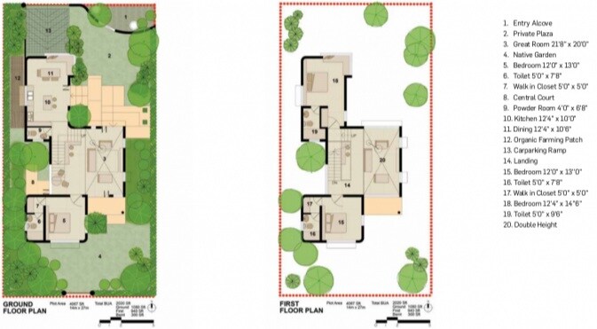 Floor plan of 4 BHK 3000 Sq. Ft. Villa in Inner Spaces Path In The Woods, Bangalore