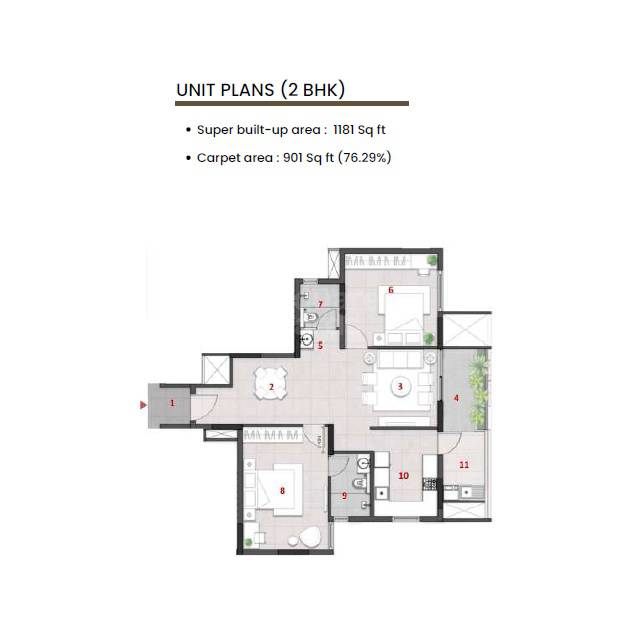 2 BHK 1181 Sq. Ft. Apartment