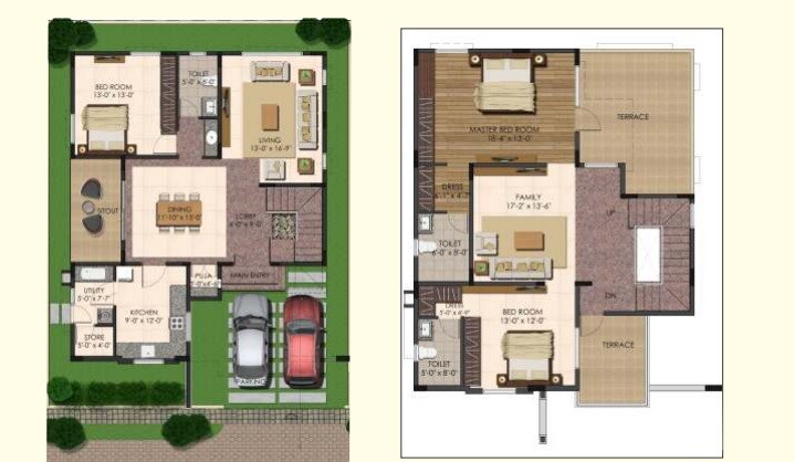 Floor plan of 3 BHK 2408 Sq. Ft. Villa in Inner Urban Greens, Bangalore