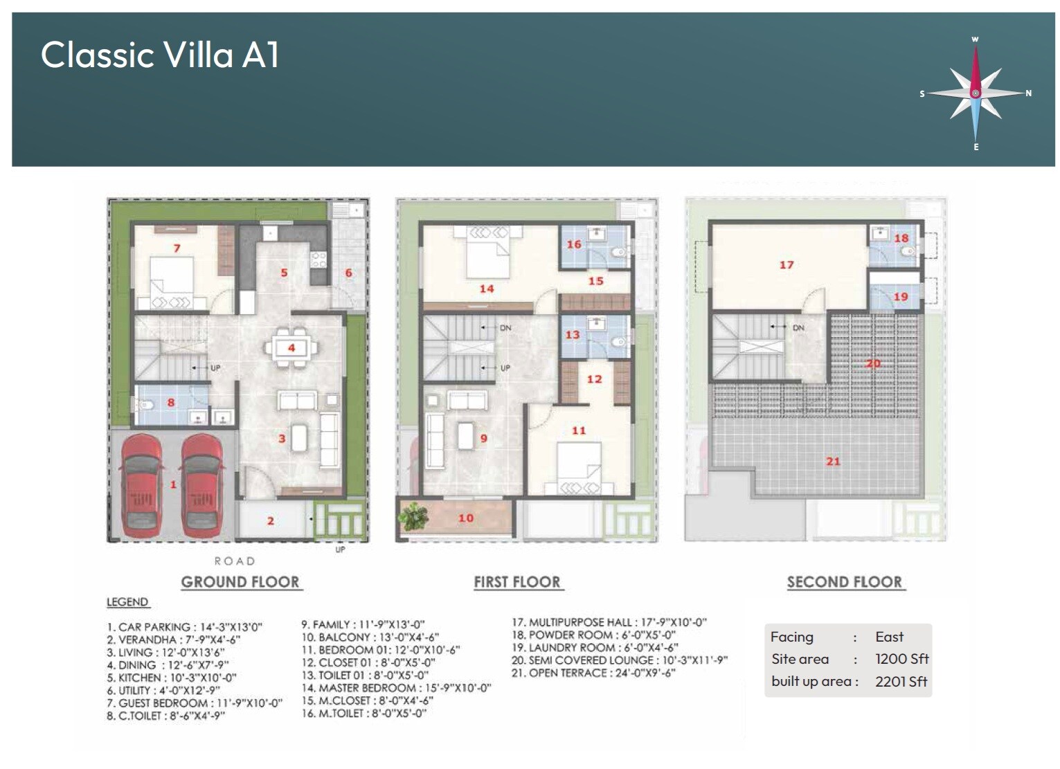 Floor plan of 3 BHK 2201 Sq. Ft. Villa in Ira By The Banks, Bangalore