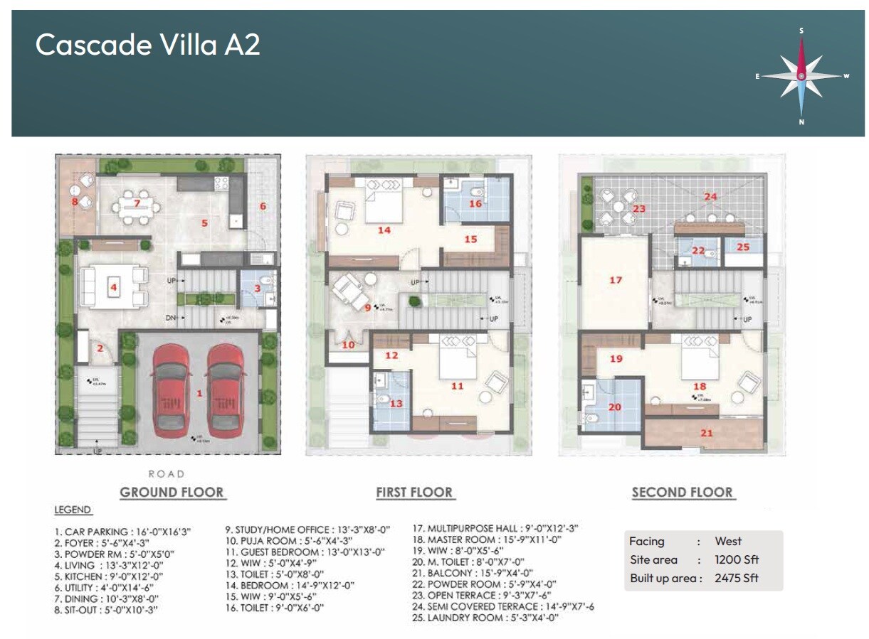 Floor plan of 4 BHK 2475 Sq. Ft. Villa in Ira By The Banks, Bangalore
