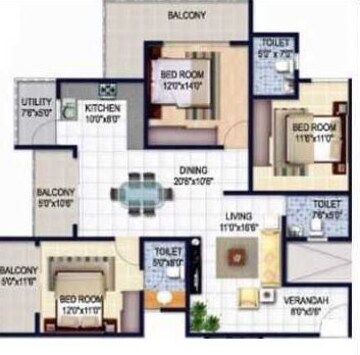  3 BHK Apartment at Isha Misty Green, Whitefield – for Rent
