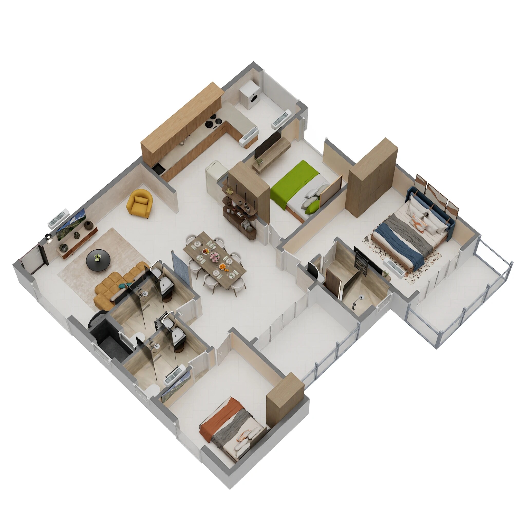 Floor plan of 3 BHK 1587 Sq. Ft. Apartment in Ishtika Anahata, Bangalore