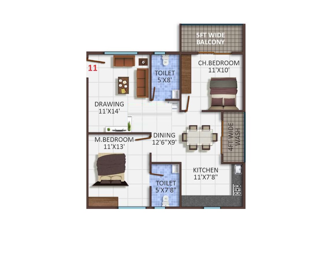 2 BHK 1021 Sq. Ft. Apartment in Ishtika Vashishta