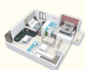 Floor plan of 2 BHK 908 Sq. Ft. Apartment in ISR Ashrita, Bangalore